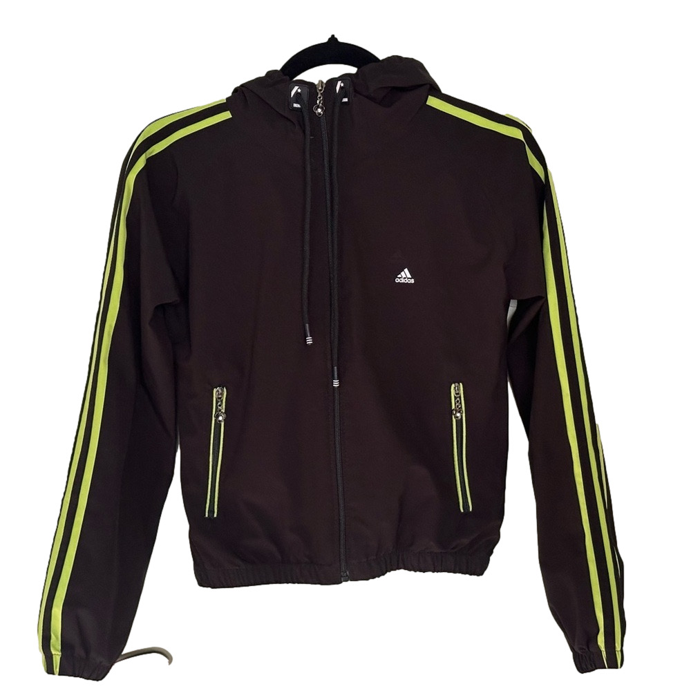 YOUTH Adidas Jacket Black With Green Stripes